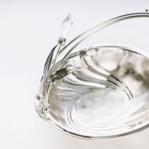 Silver plated oval basket with handle