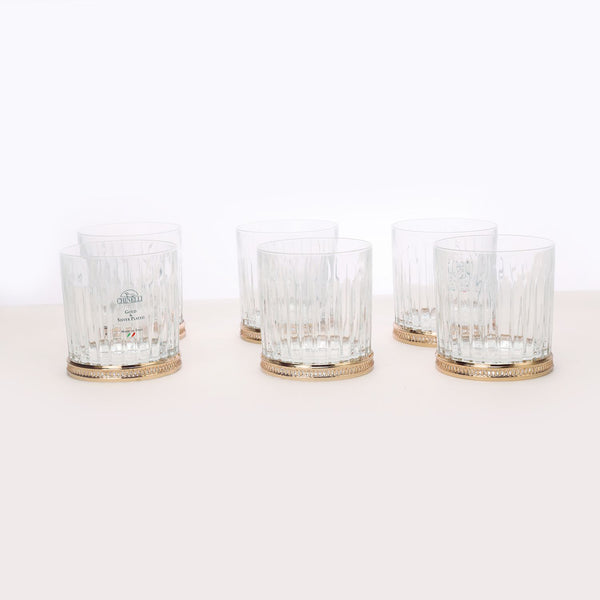 Round whiskey glass with golden detail (set of 6)