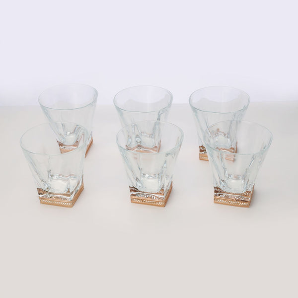 V shape whiskey glass with rose gold detail (set of 6)