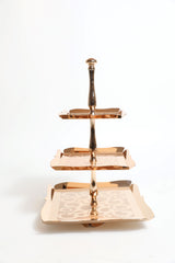 3 Tier Square Cake Stand Rose Gold Tray