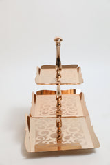 3 Tier Square Cake Stand Rose Gold Tray