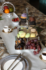 3 Tier Square Cake Stand Silver Tray