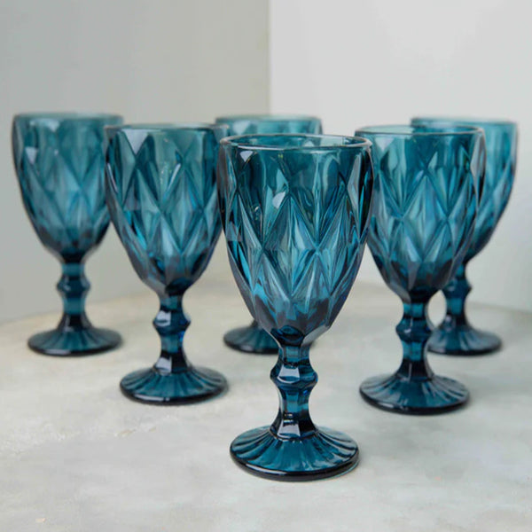 Goblet Blue Wine Glasses