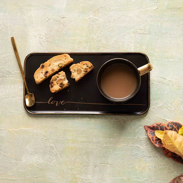 Black and Gold Love Cup and Plate Set
