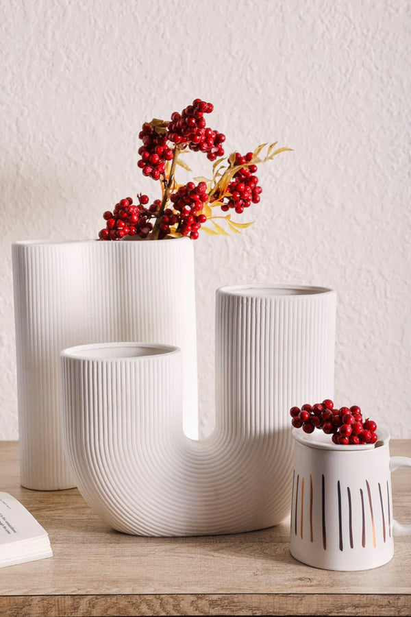 Lined "U" Vase (White)
