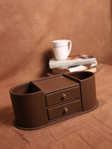 Leather Dark Coffee Office Organizer