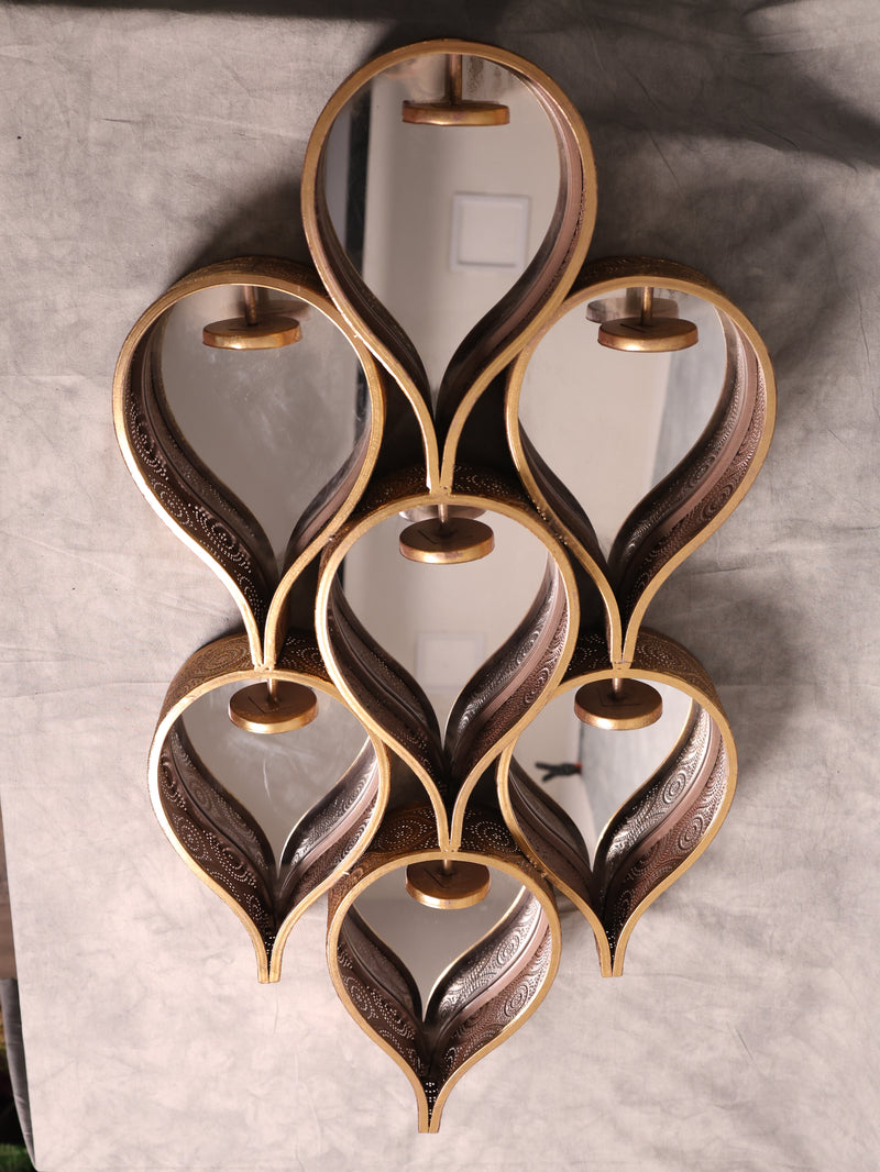 Golden Attached 7 Mirror with T-Light