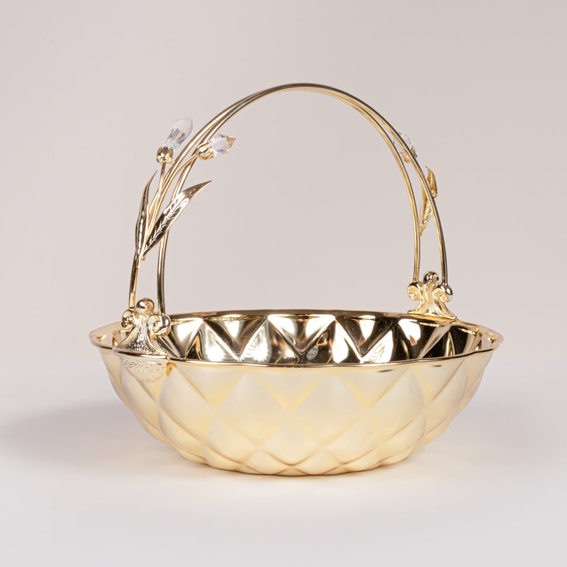 Gold Plated Basket with Crystal Handle