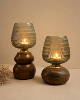 Amber Glass Tea-light Holders