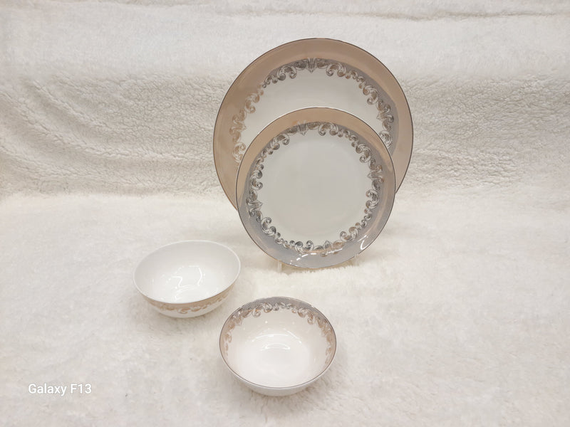 GOLD&GREY FLOWER DESIGN DINNER SET