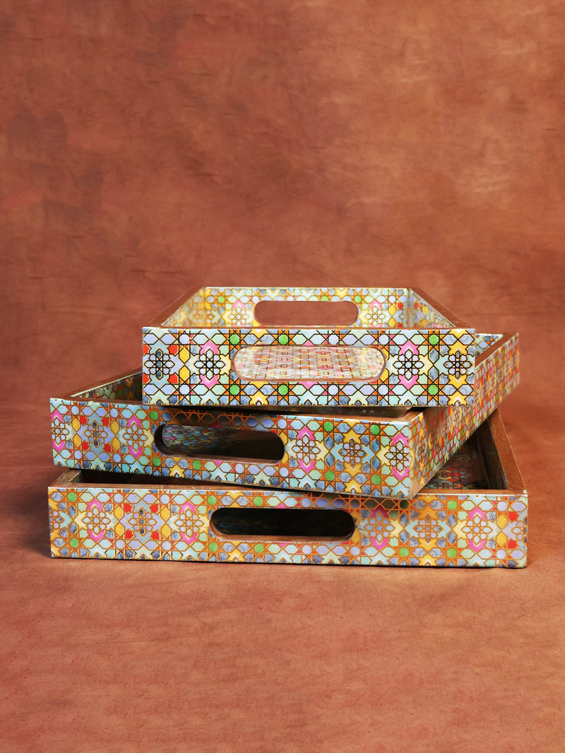 Moroccan Printed Tray Set