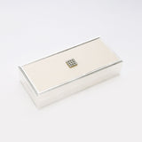 Silver Plated Rectangular MOP Box with Swarovski (Cream)