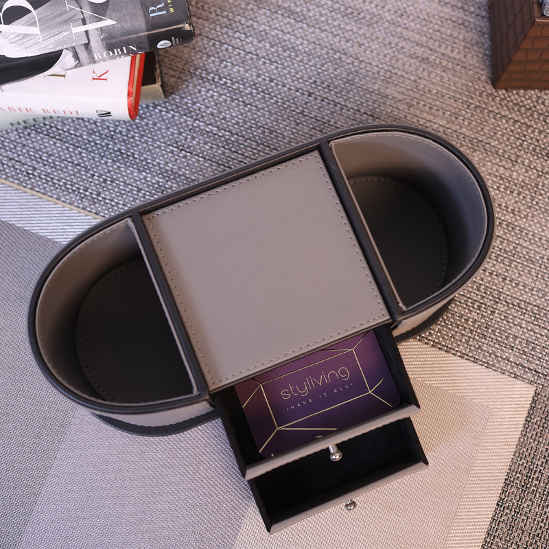 Leather Grey Office Organiser