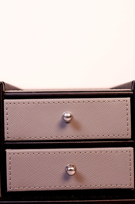 Leather Grey Office Organiser