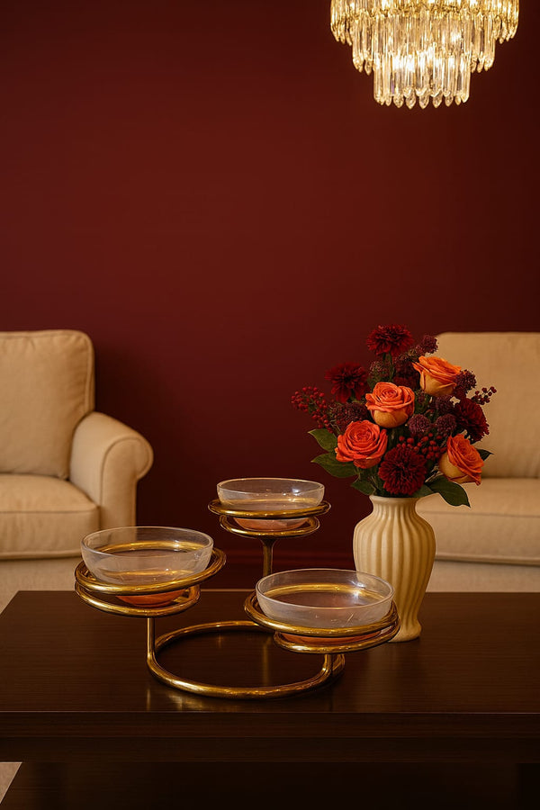Three bowl with gold frame