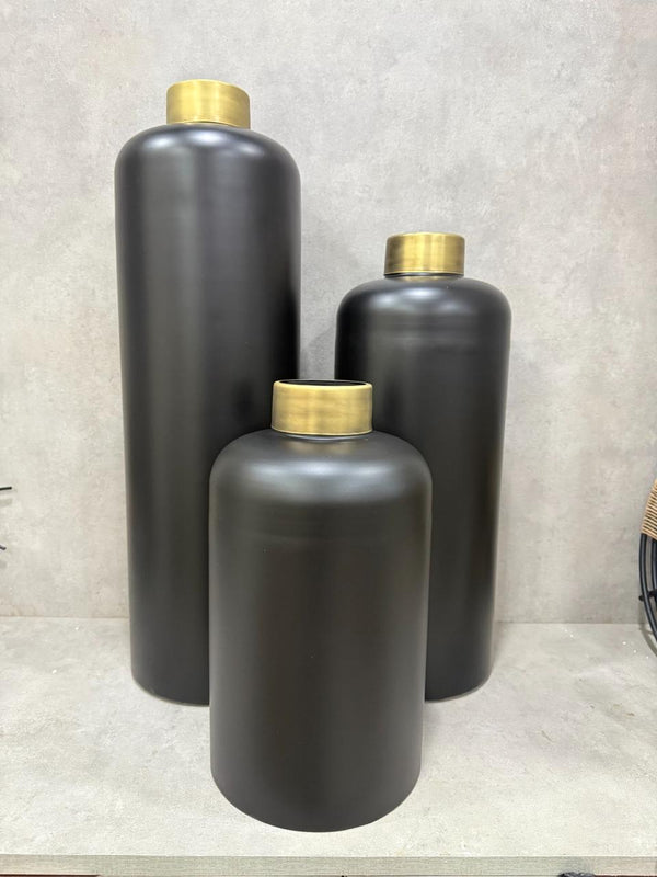 Black Vase with Gold Rim