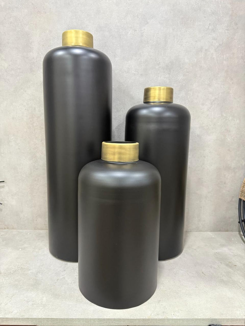 Black Vase with Gold Rim