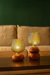 Amber Glass Tea-light Holders