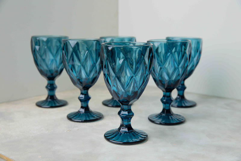 Goblet Blue Wine Glasses