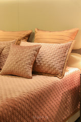 Dusky Pinky Quilted Velvet Bed Set