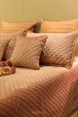 Dusky Pinky Quilted Velvet Bed Set