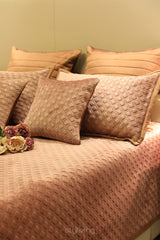 Dusky Pinky Quilted Velvet Bed Set