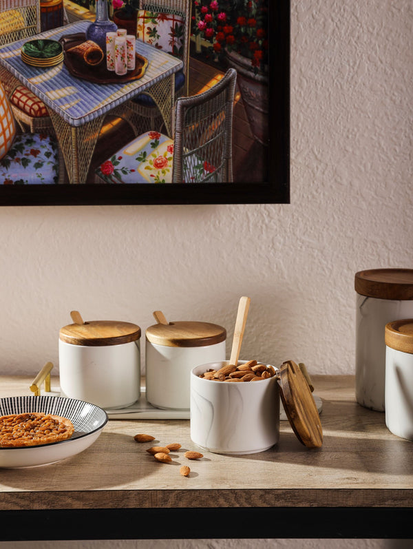 Marble Round Condiment Set