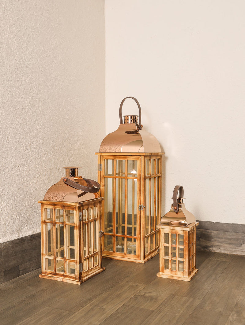 Cottage Wooden Lanterns (Brown)
