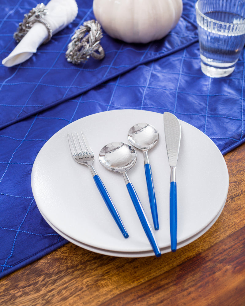 Cutlery Set of 5 pieces - Silver and Blue