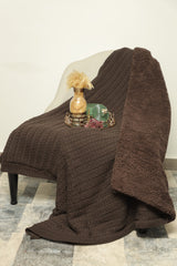 Knitted Brown Throw with Sherpa Back
