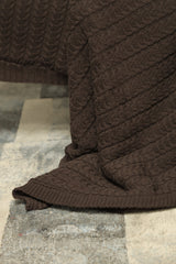 Knitted Brown Throw with Sherpa Back