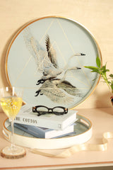 Bird Abstract Round Wooden Tray