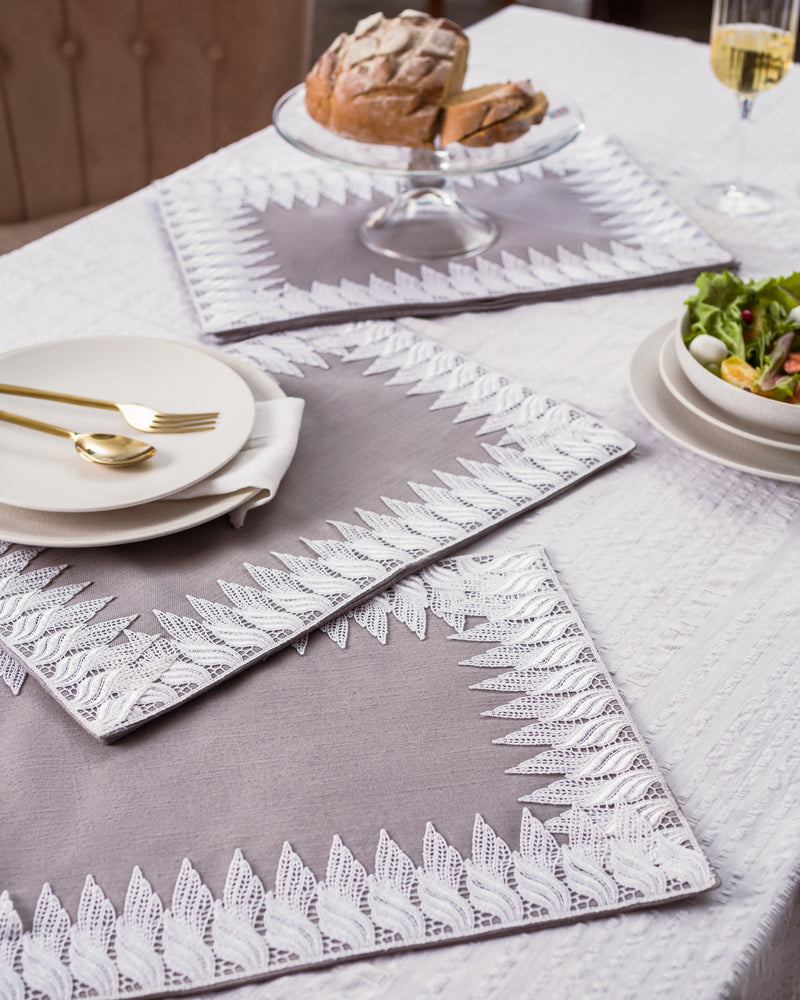 Cotton Table Mats - Mountains in Elephant Grey
