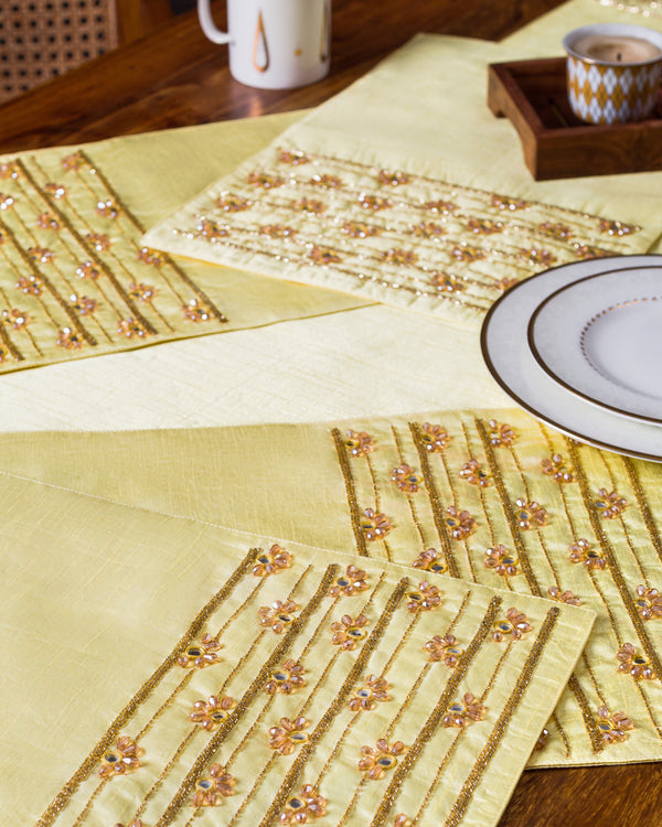 Silk Table Mats - Mirror in Canary Yellow