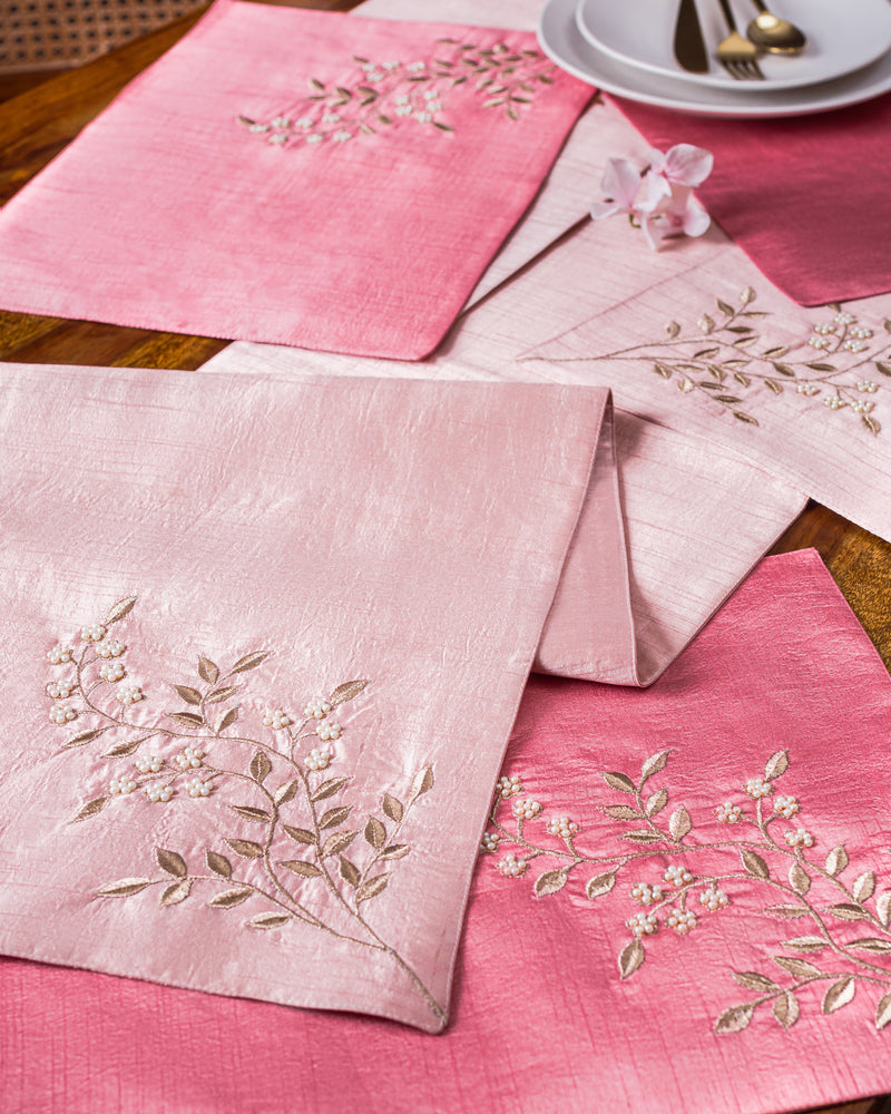 Silk Table Mats - Pearl Branch in Candy