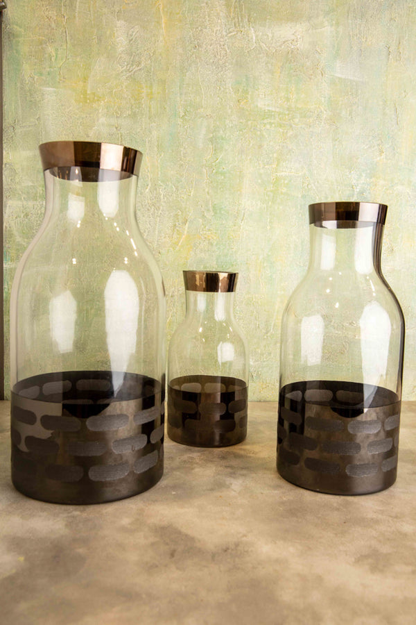 Modern Black and Bronze Glass Vase
