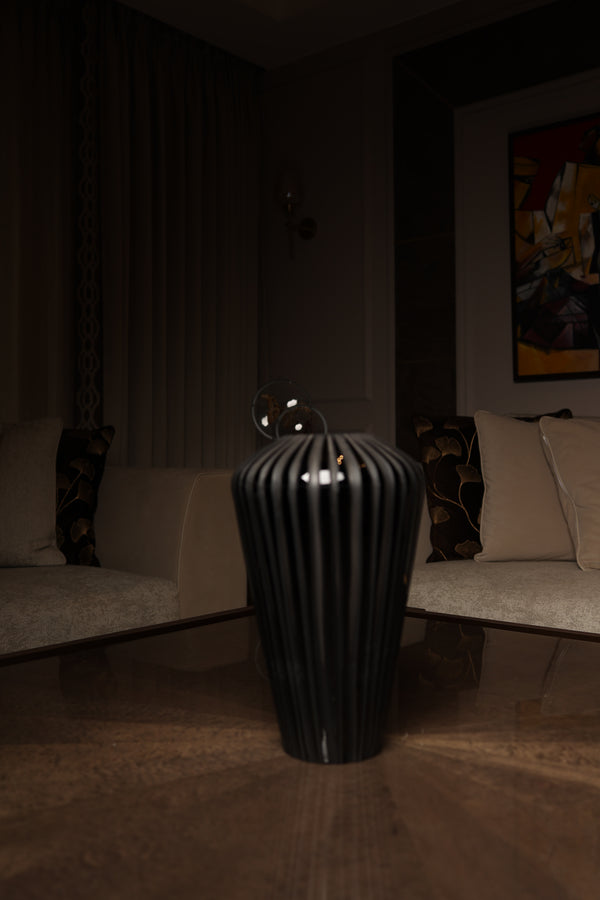 Tone on Tone Black Glass Vase