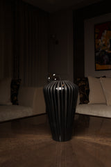 Tone on Tone Black Glass Vase