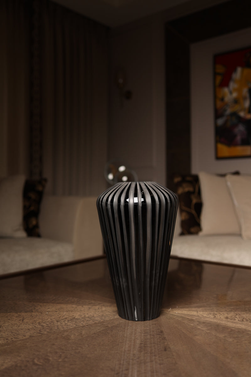 Tone on Tone Black Glass Vase