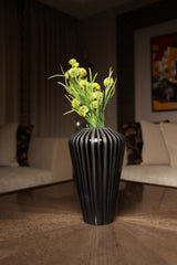 Tone on Tone Black Glass Vase
