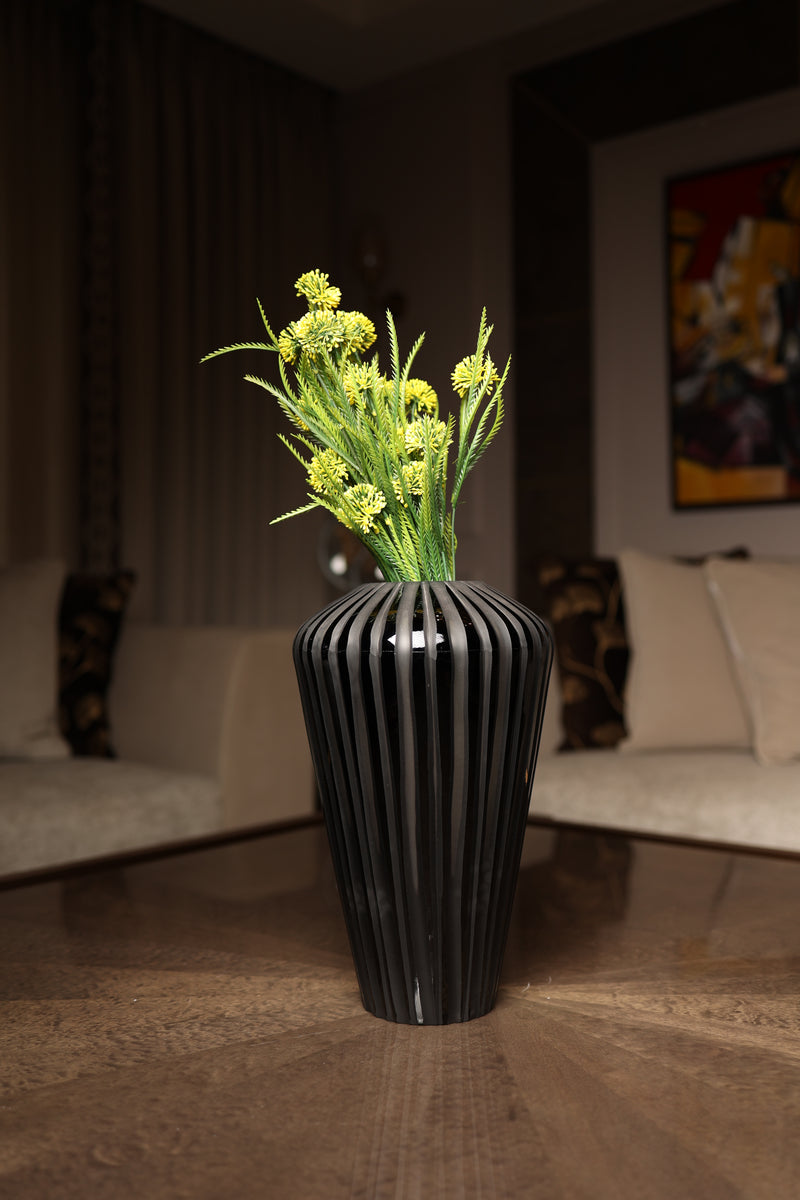Tone on Tone Black Glass Vase
