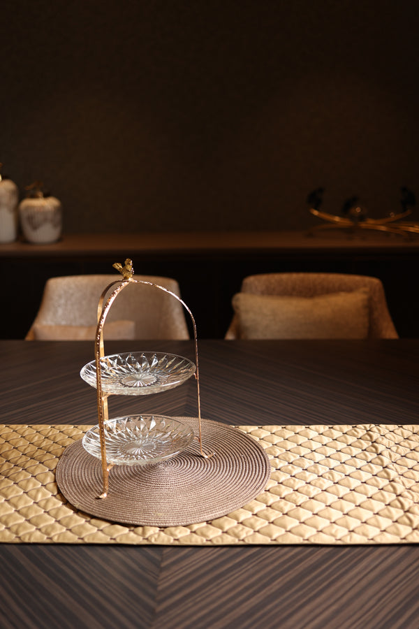Birdie 2 Tier Glass & Metal Cake Stand
