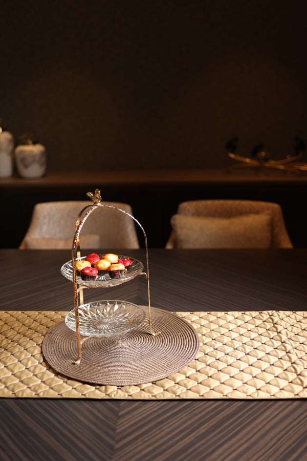 Birdie 2 Tier Glass & Metal Cake Stand