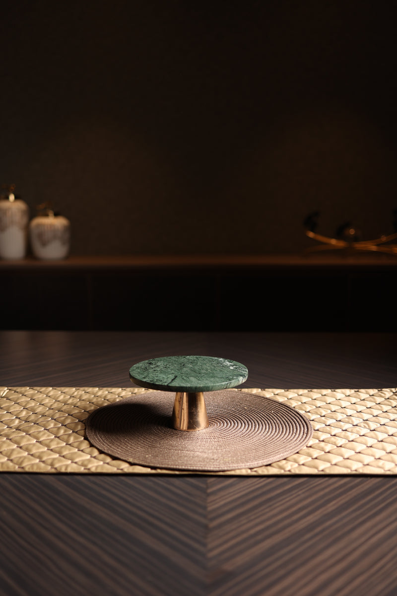 Juniper Brass & Marble Cake Stand Green
