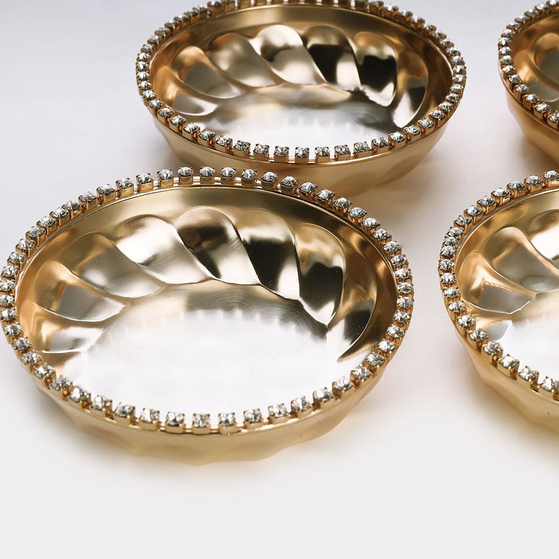 Gold plated bowl with swarovski (set of 4)