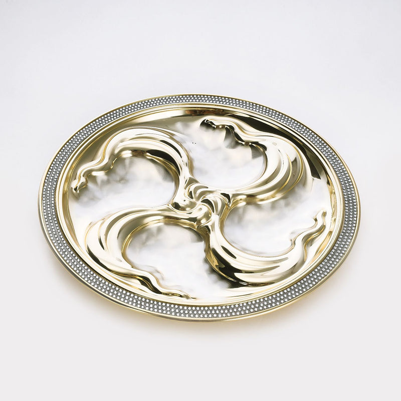 Gold plated platter with partition with swarovski strip