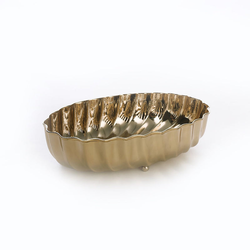Gold plated oval leaf bowl