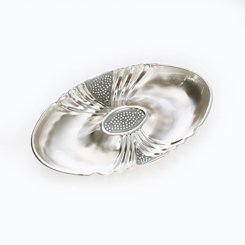 Silver plated oval tray with swarovski strip (small)