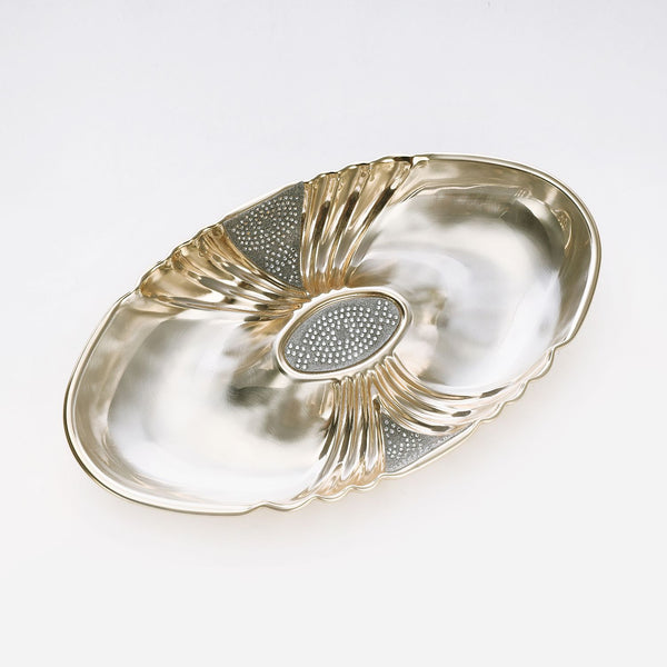 Gold plated oval tray with swarovski strip (small)