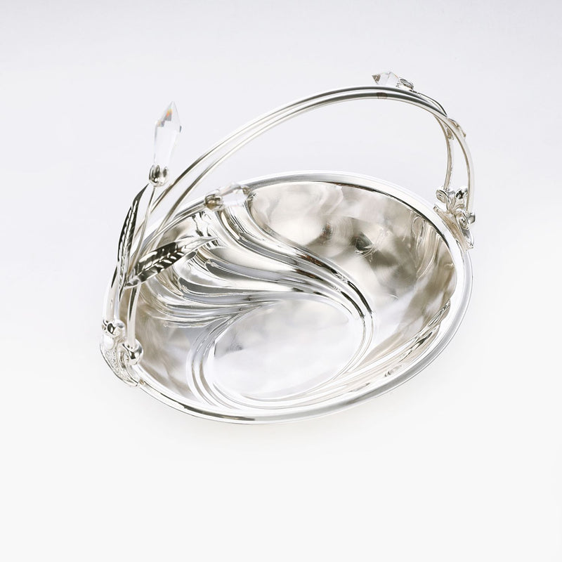 Silver plated oval basket with handle